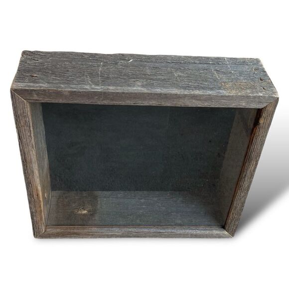 Rustic Reclaimed Wood Shadow Box Wall Hanging Hooks Black Background - Picture 7 of 16